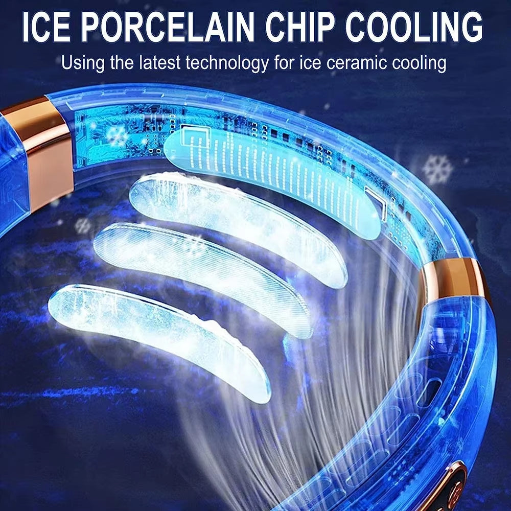 2025 Mini Hanging Neck Fan Portable Bladeless Neck Fan Air Cooler Digital Display Rechargeable Air Conditioner Neck Ventilator