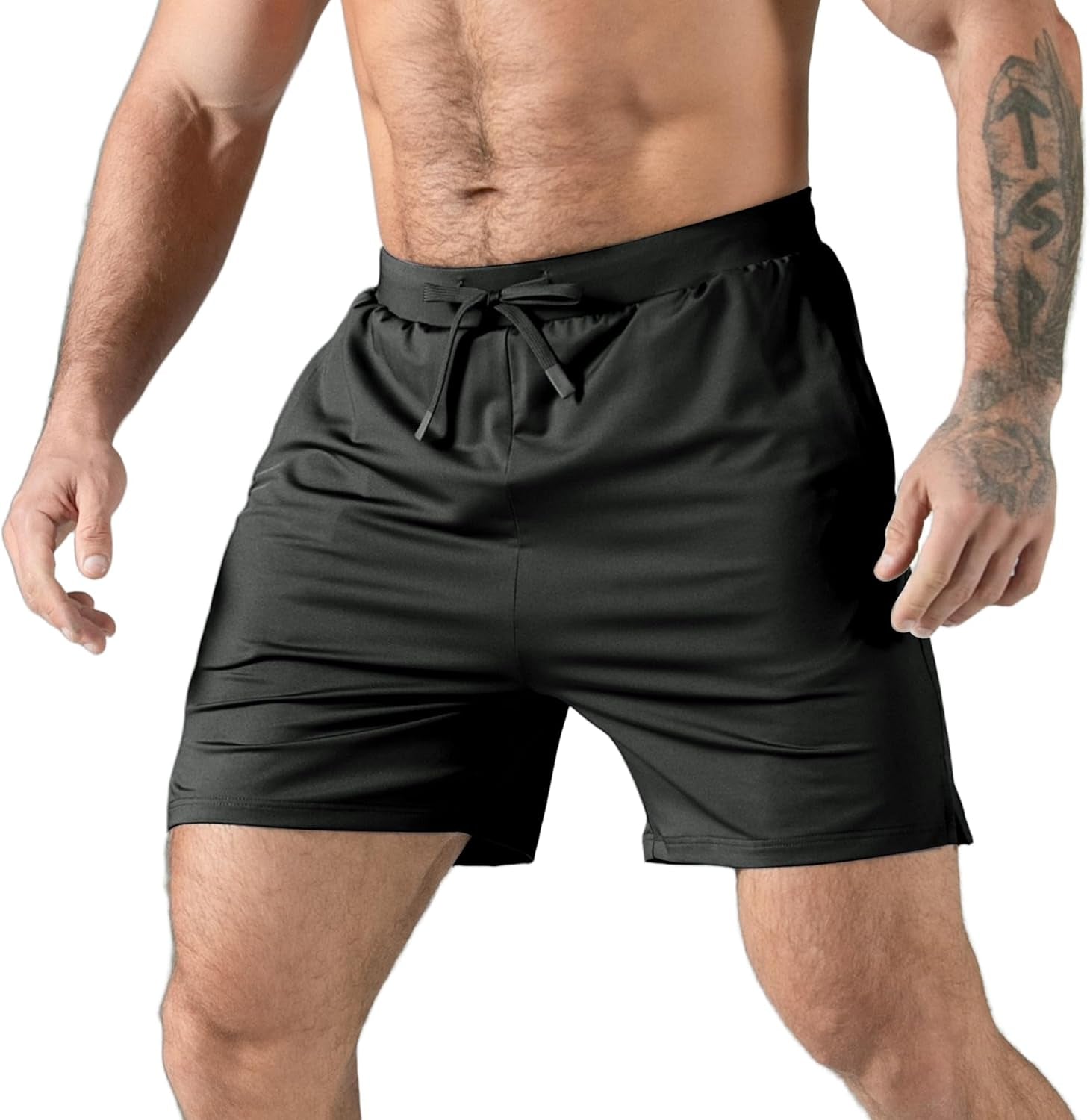 Mens Elastic Waistband Gym Shorts with Zipper Pocket Quick Dry Lightweight Running Workout Shorts