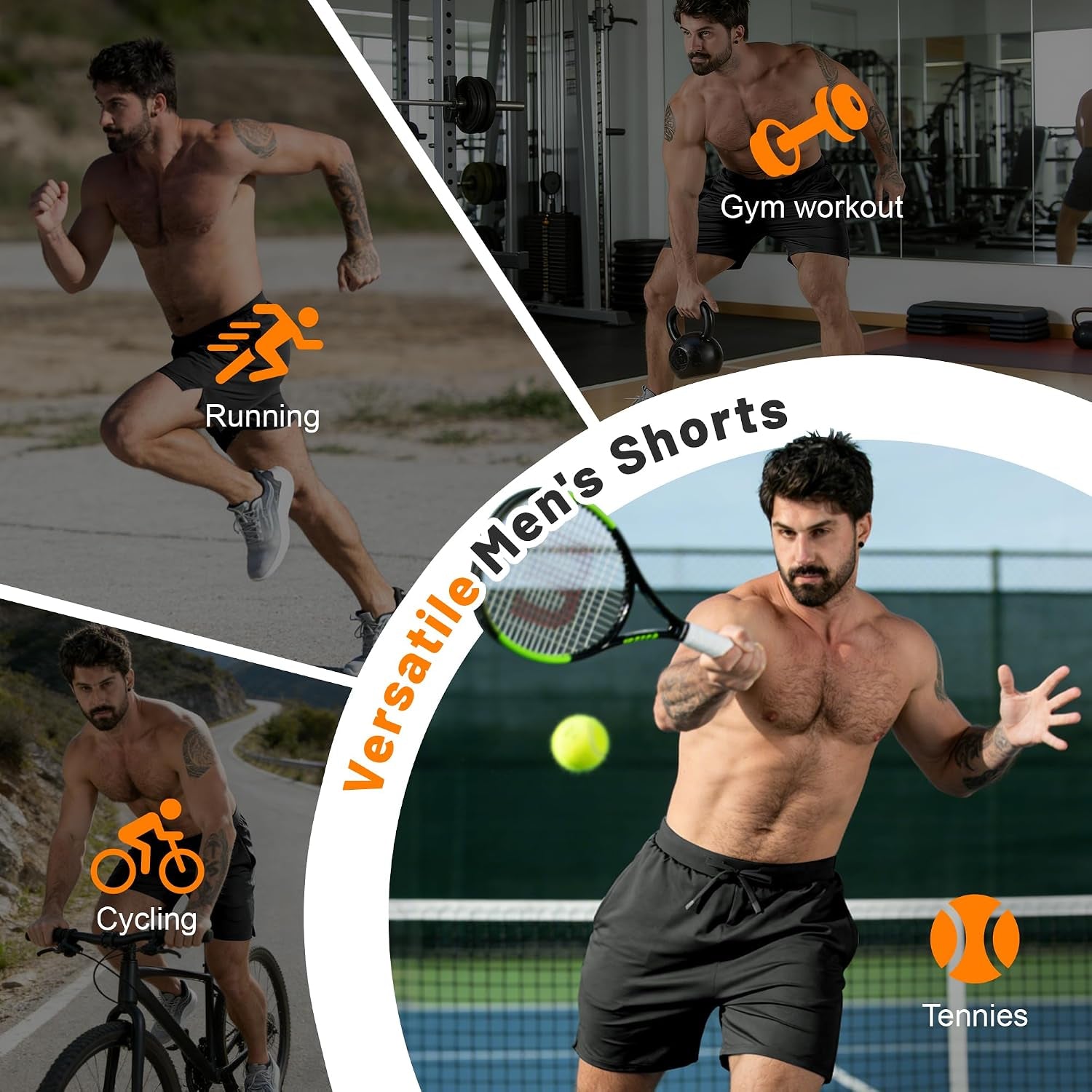 Mens Elastic Waistband Gym Shorts with Zipper Pocket Quick Dry Lightweight Running Workout Shorts