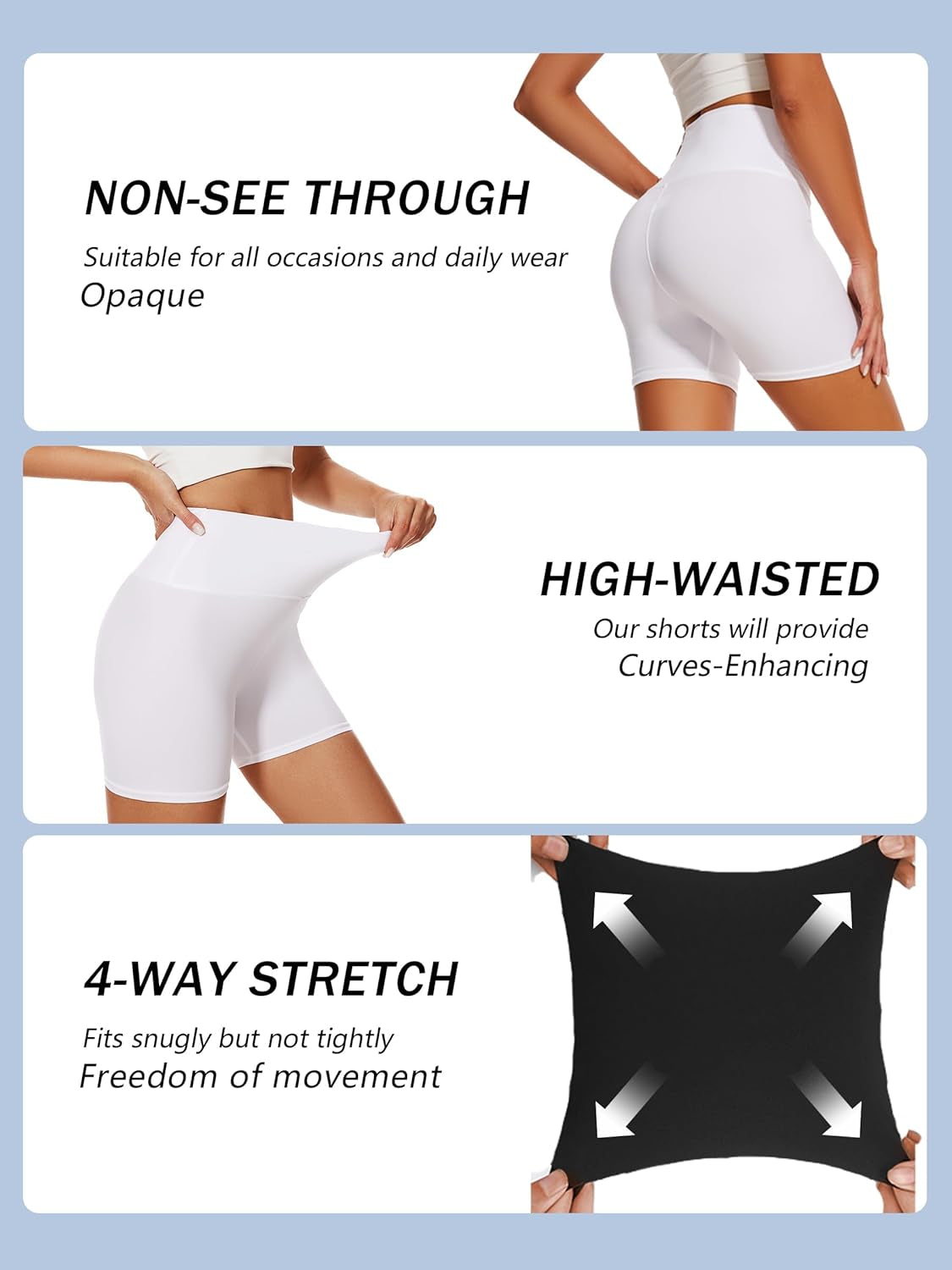 Cycling Shorts Women- High Waisted Biker Shorts Tummy Control Black Yoga Gym Workout Athletic Running Sports Short Leggings UK