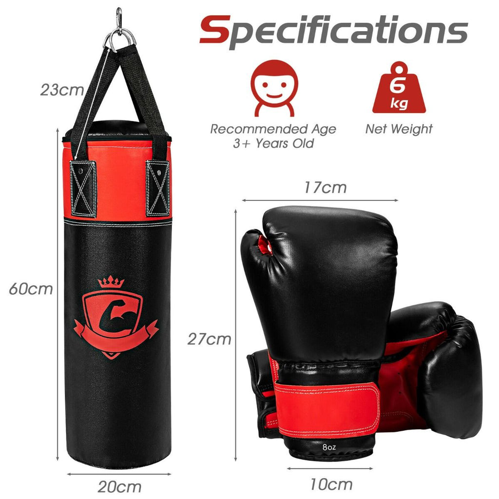 Children's Punching Bag Set with Hand Wraps and Wall Mount for Fitness Training