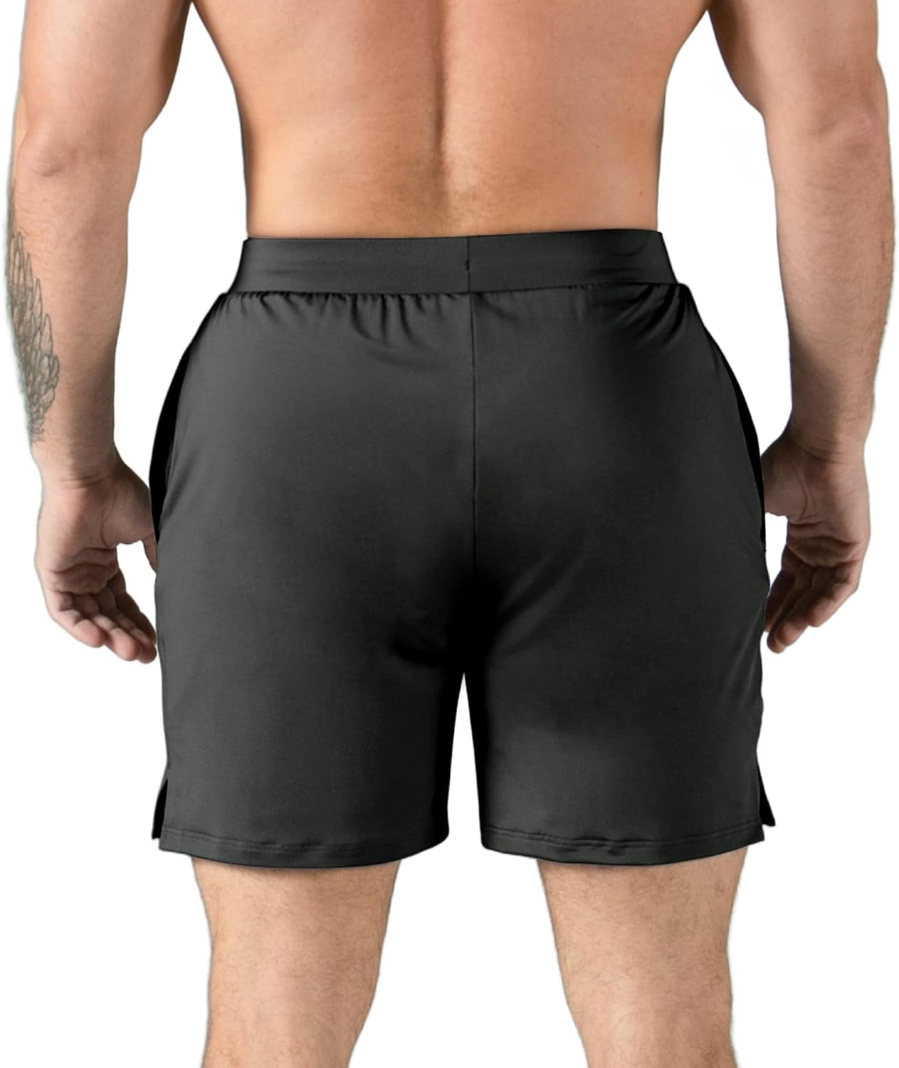 Mens Elastic Waistband Gym Shorts with Zipper Pocket Quick Dry Lightweight Running Workout Shorts