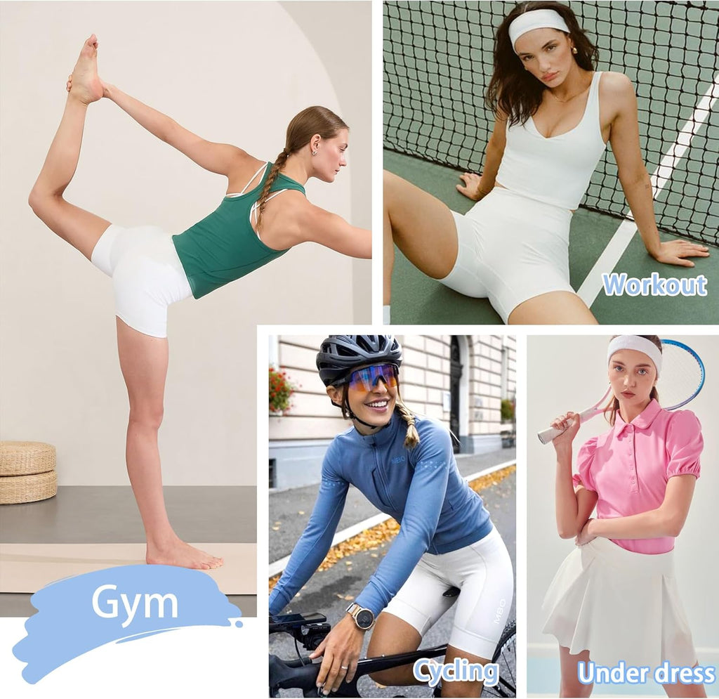 Cycling Shorts Women- High Waisted Biker Shorts Tummy Control Black Yoga Gym Workout Athletic Running Sports Short Leggings UK